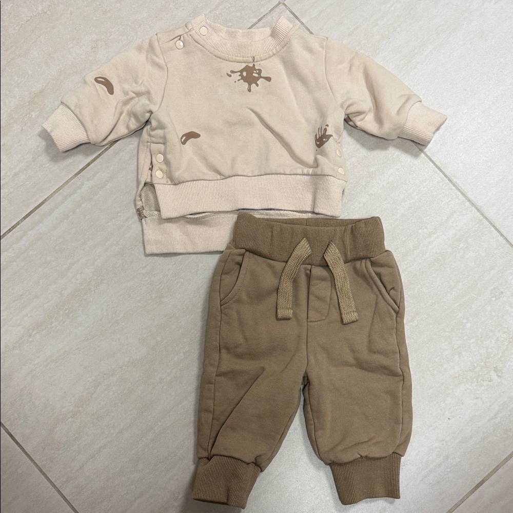 OmamiMini Cozy Kids' Beige and Brown Matching Set